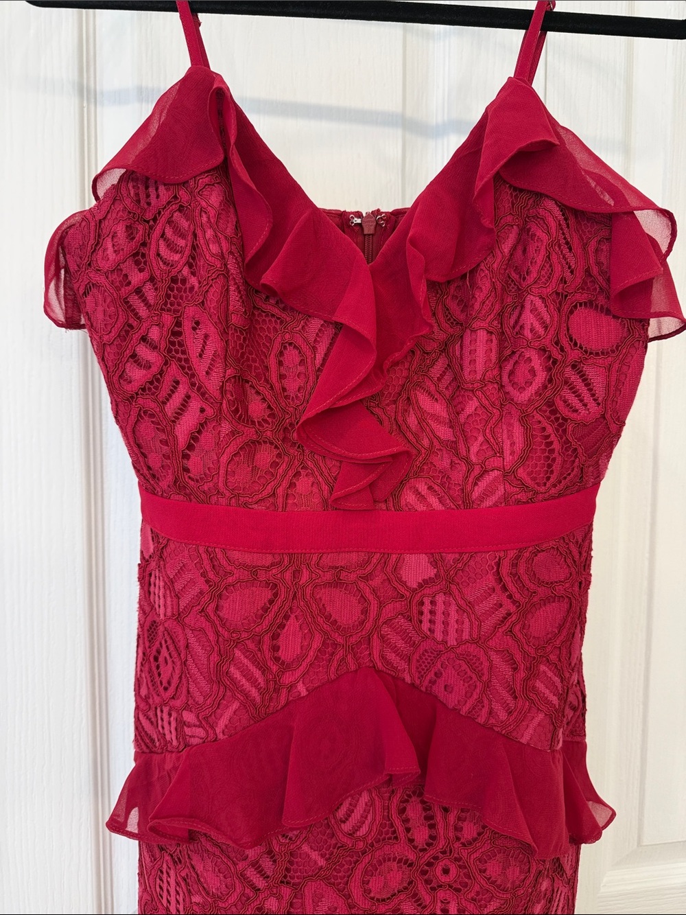 Adelyn Rae Burgundy Lace Ruffle Cocktail Dress Size Small - Picture 3 of 6